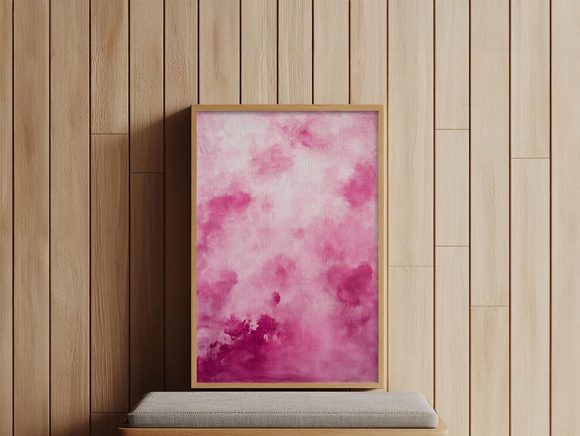 Abstract Pink Clouds Soft Watercolor Dreamy Blush Sky Art Print