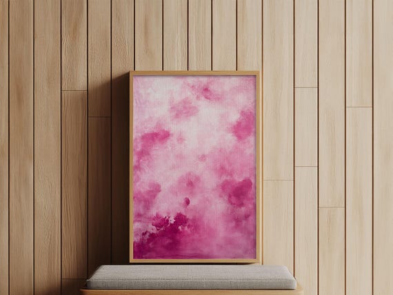Wall Art Print Preppy Decor Framed Print Abstract Pink Clouds Painting Girls Dorm Room Wall Decor Apartment Decor Gift Idea