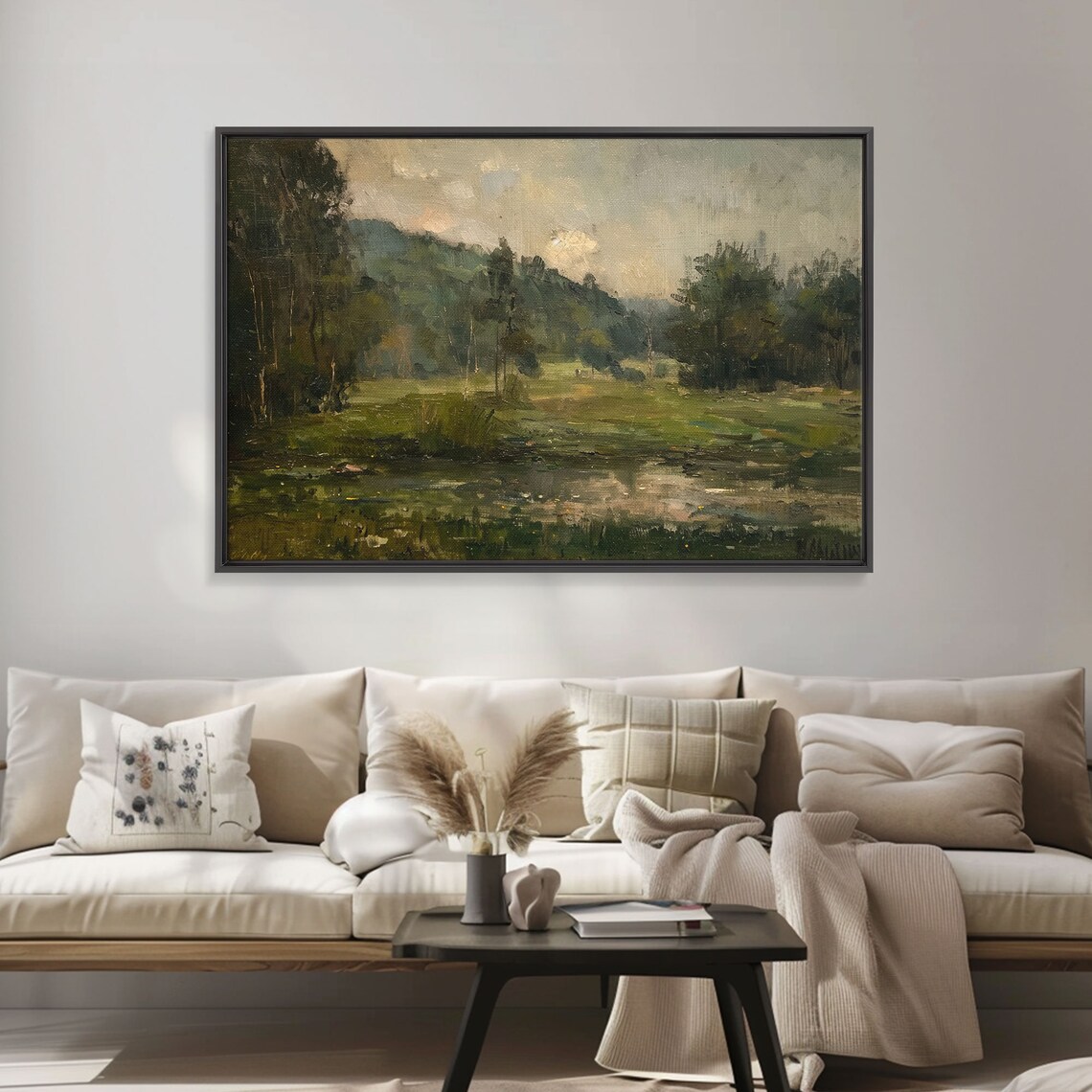 Moody Woodland Pond Reflections Vintage Dark Landscape Poster - Image 3