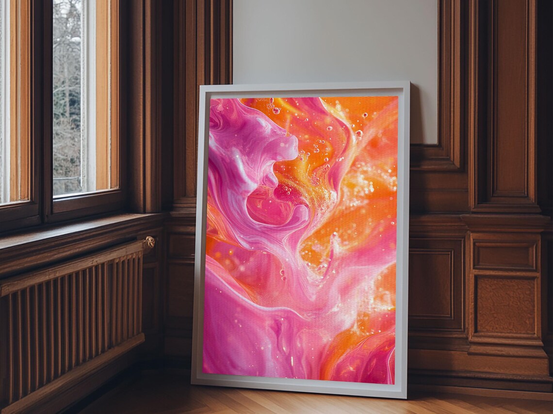Abstract Pink Orange Print With Swirling Light Effects And Therapy Art For Modern Home Wall Decor Ideal Gift Idea - Image 4