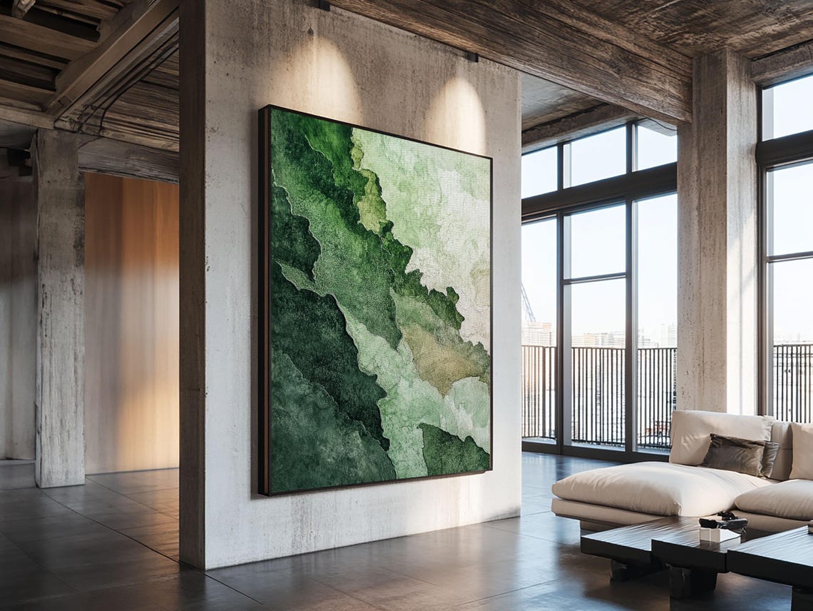 Sage Green Watercolor Wash Minimalist Abstract Nature Wall Art Poster - Image 2