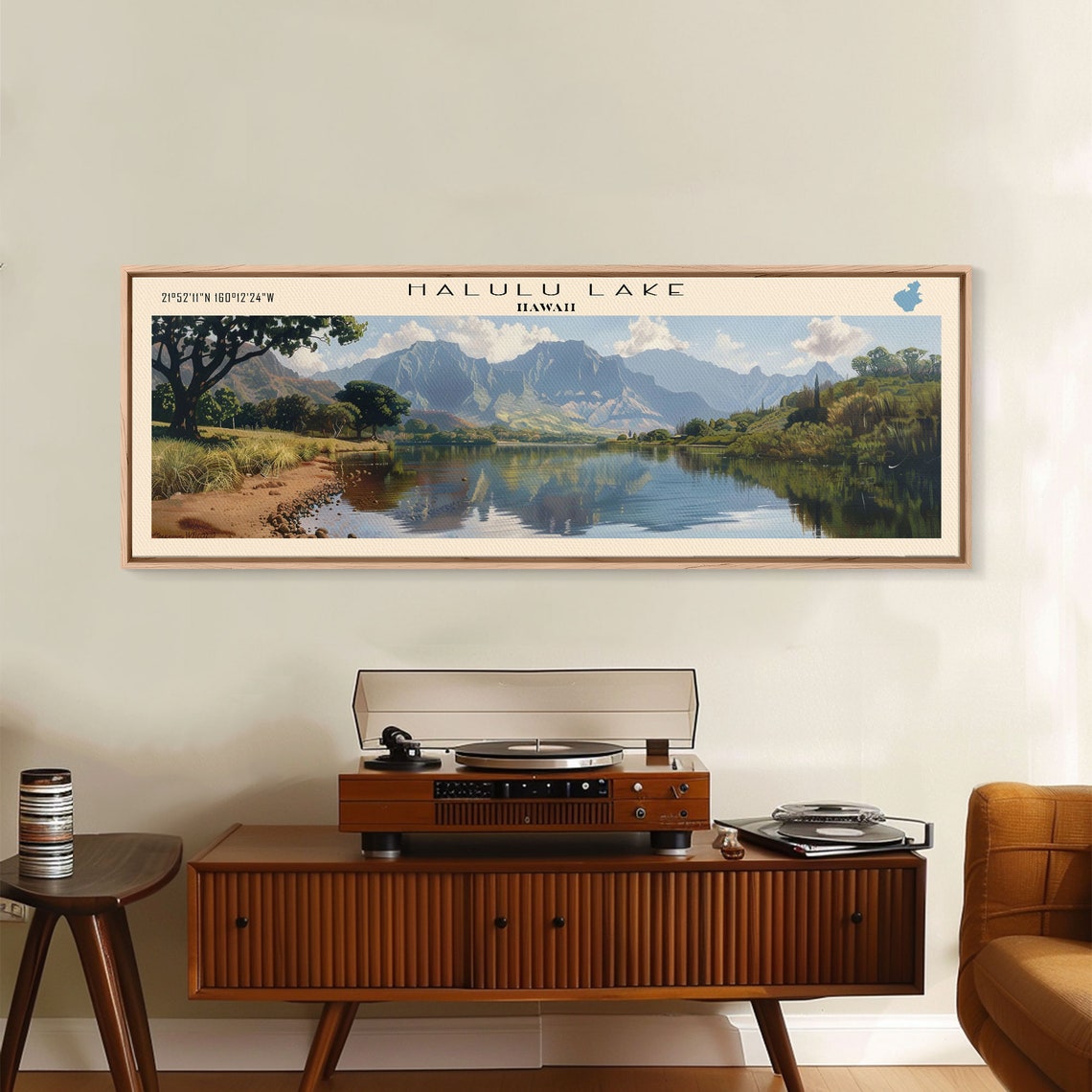 Halulu Lake Hawaii Tropical Mountains Lush Shore Reflection Poster - Image 5