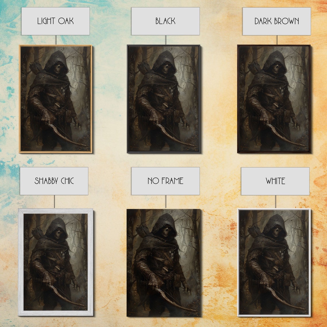 Grim Reaper Archer Skeleton With Bow In Dark Forest Gothic Poster - Image 3