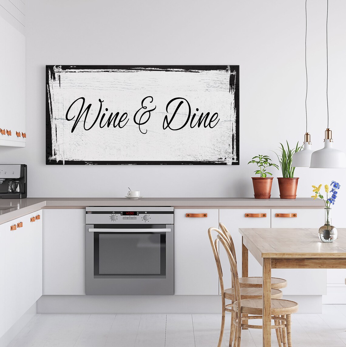 Wine And Dine Sign, Kitchen Wall Art Print - Image 4