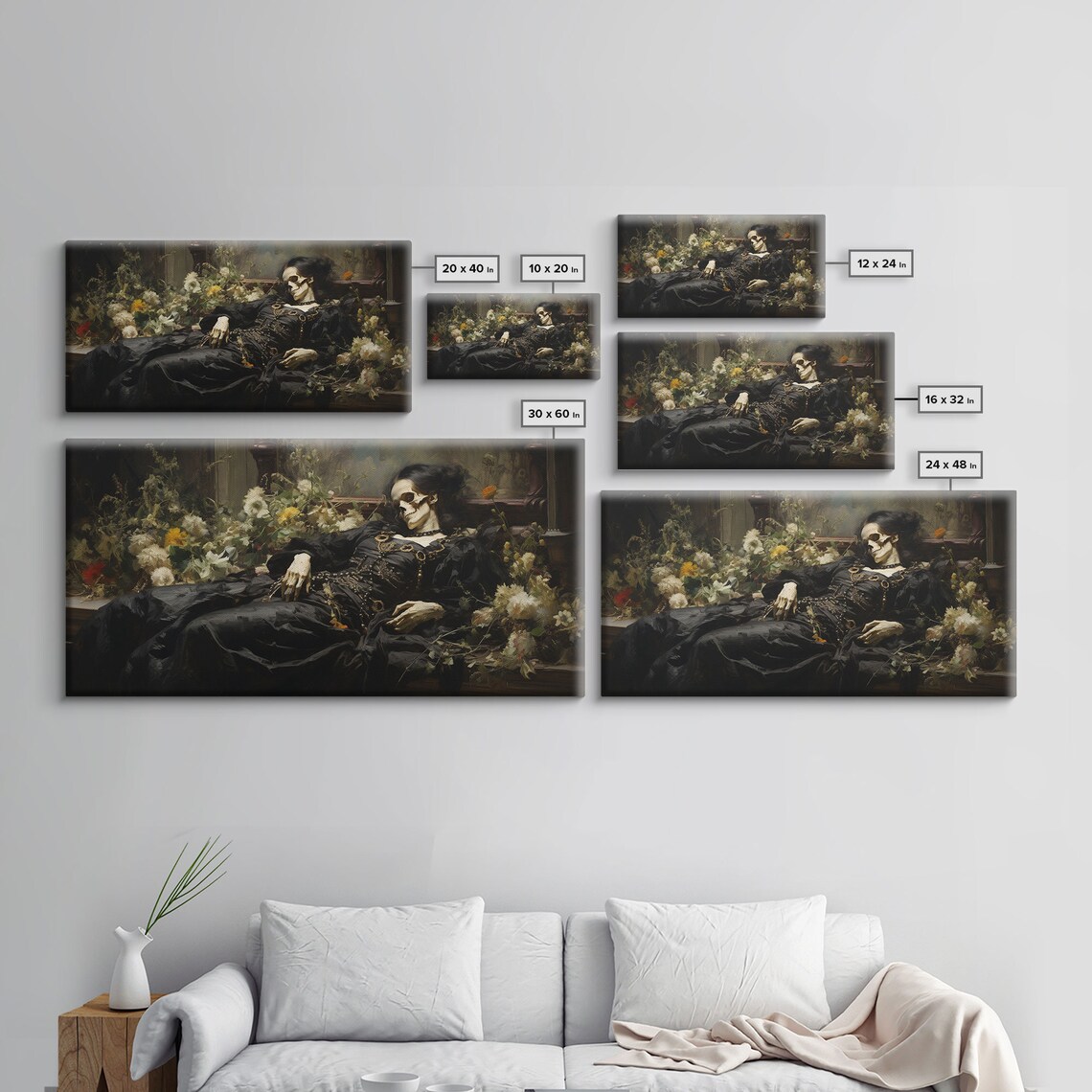 Just A Quick Nap Skeleton Lady Black Victorian Gown Flowers Gothic Art Poster - Image 4