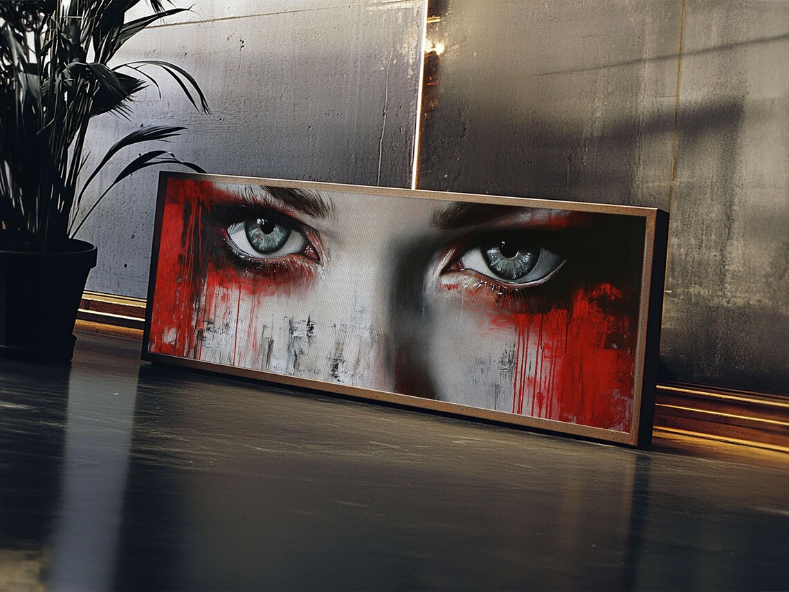 Moody Abstract Print Framed Dark Romance Painting Wall Art Unique Portrait Artwork Gift Idea Modern Home Decor Accent