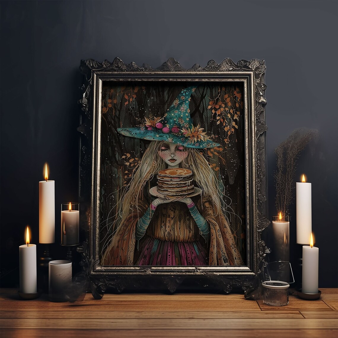 The Witch and Her Pancakes, Funny Halloween Art - Image 6