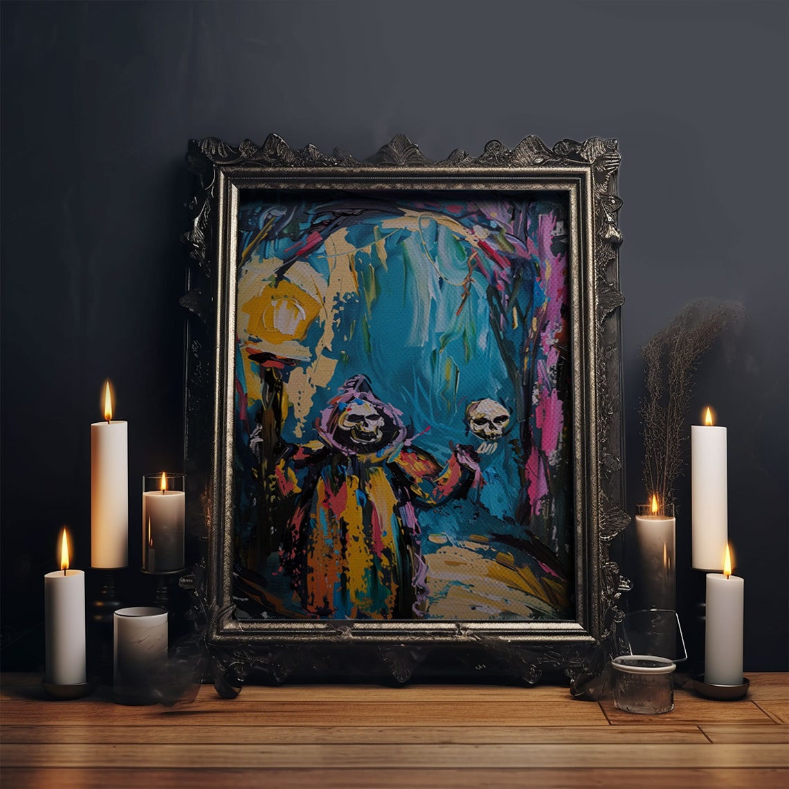 Hooded Phantom Lantern Abstract Expressionist Colorful Art Poster - Image 5