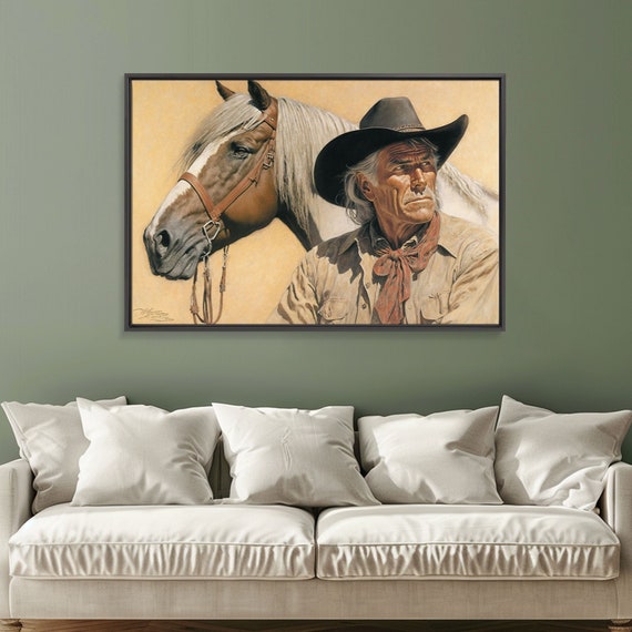 Wild West Cowboy Painting Western Decor Southwestern Wall Art Modern Design Painting Southern Home Art Ranch Wall Art