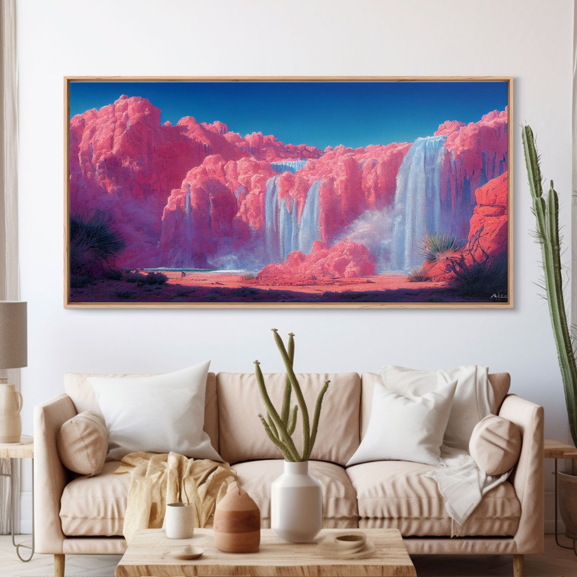 Psychedelic Pink Waterfall Art Print - Image 3
