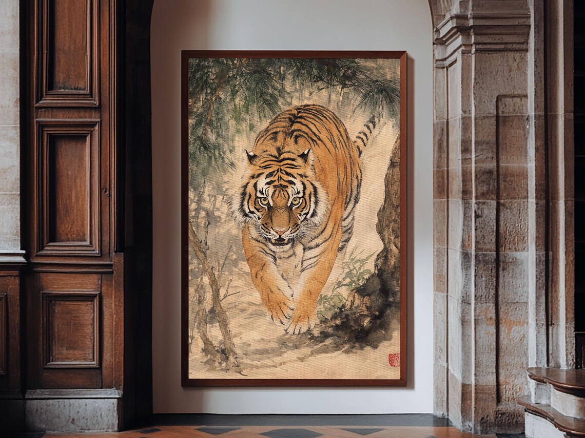 Prowling Tiger In Bamboo Forest Vintage Asian Wildlife Poster - Image 6