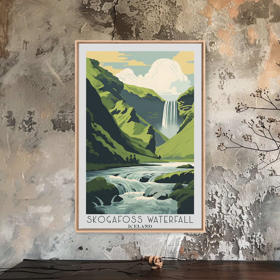 Skogafoss Waterfall Iceland Green Valley River Cascades Poster - Image 6