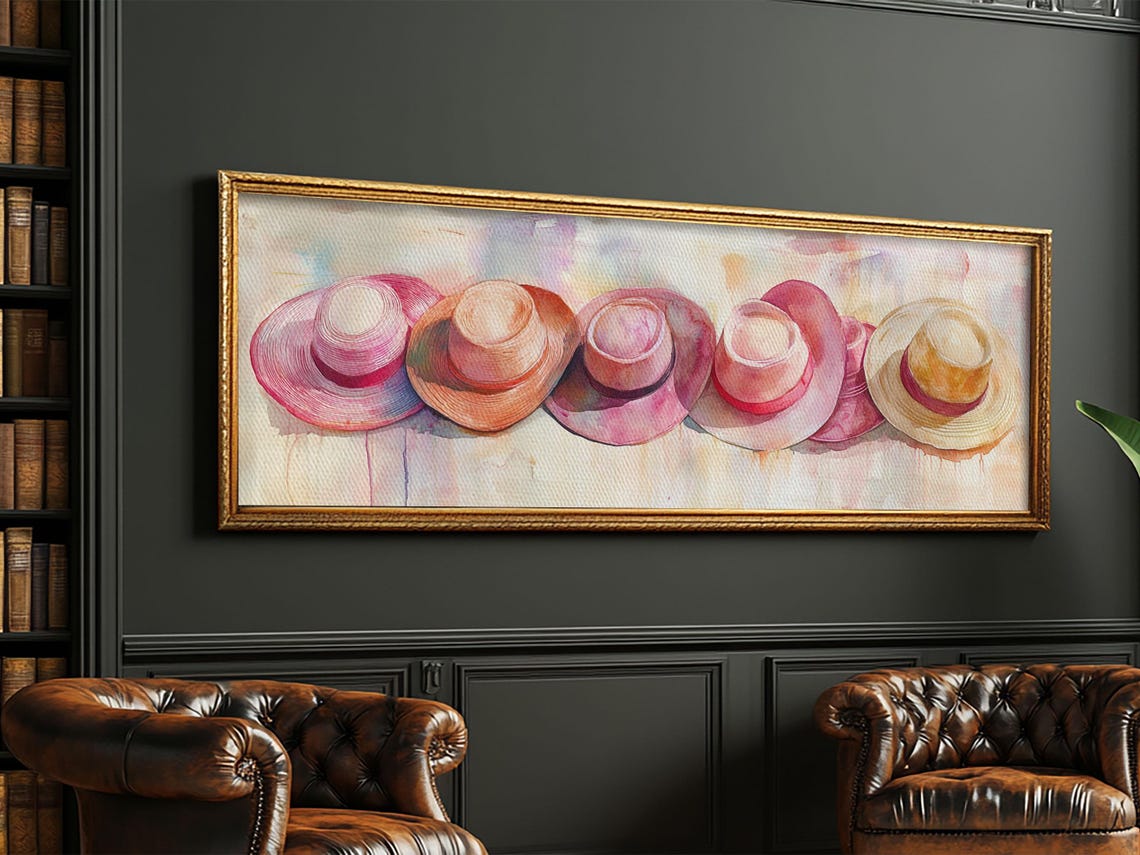 Pink Hats Wall Art Print Pearlescent Elements Minimalist Abstract Artwork Perfect Addition To Feminine Rustic Decor - Image 6