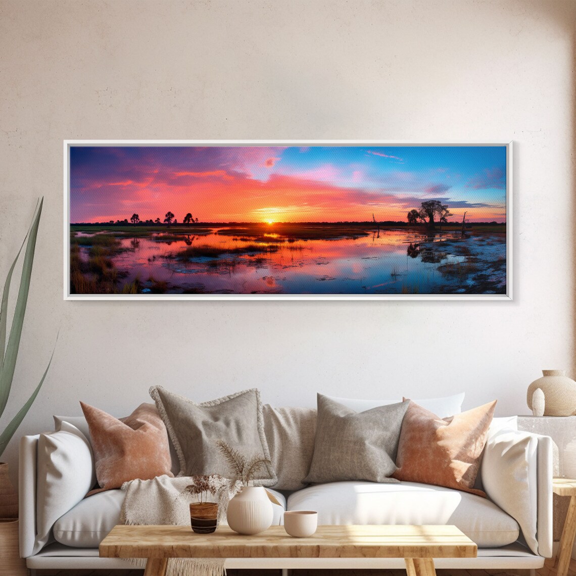 Everglades National Park Pink Sunset Wetland Pools Grass Panoramic Poster - Image 5