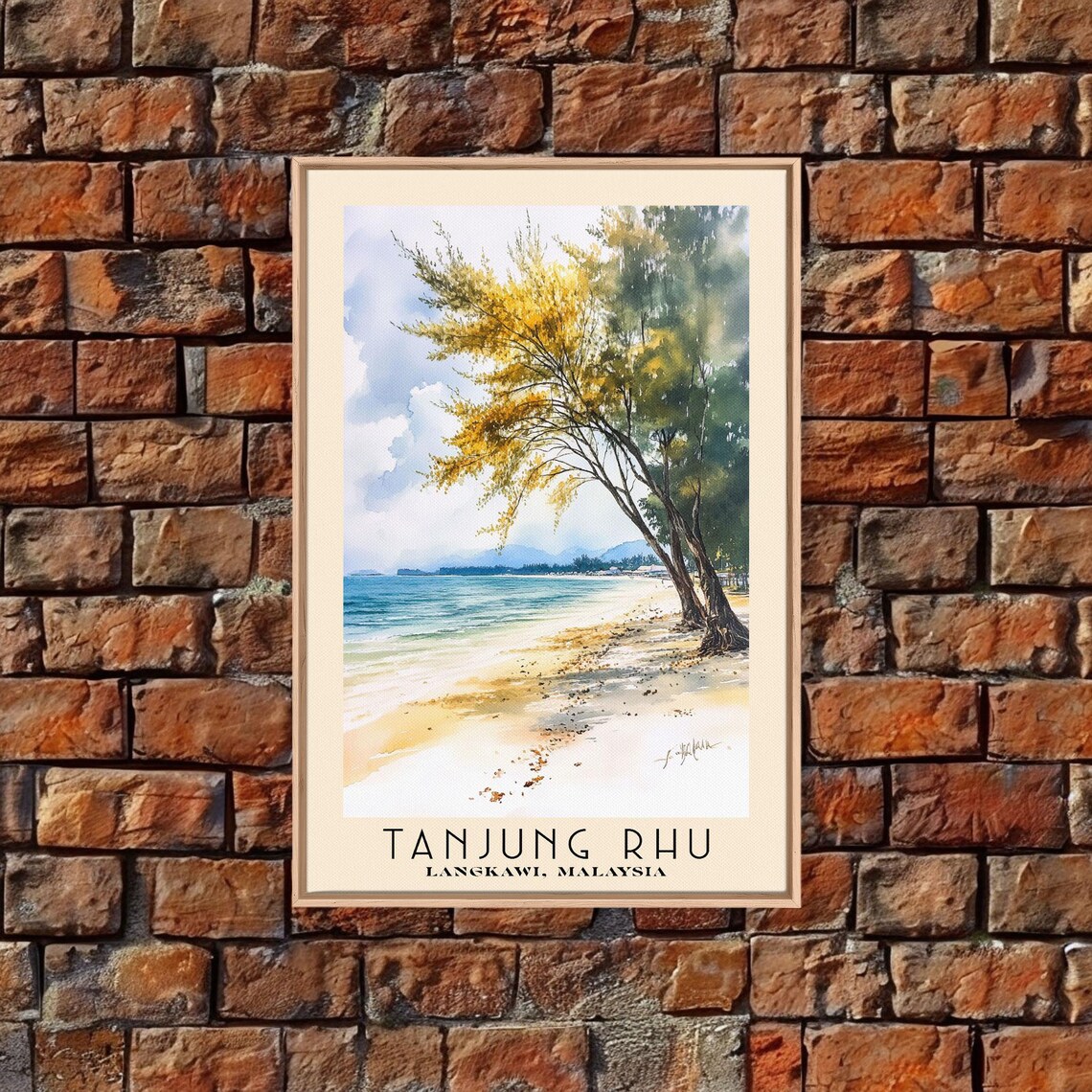 Tanjung Rhu Langkawi Malaysia Golden Tree Leaning Beach Blue Poster - Image 5