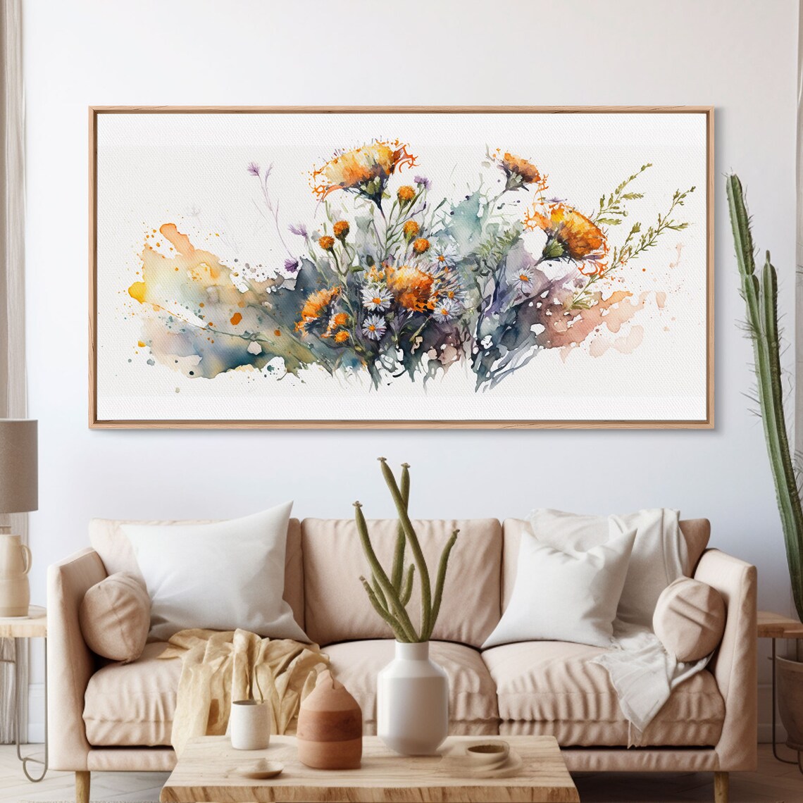 Rustic Farmhouse Floral Watercolor Wall Art Print - Image 3