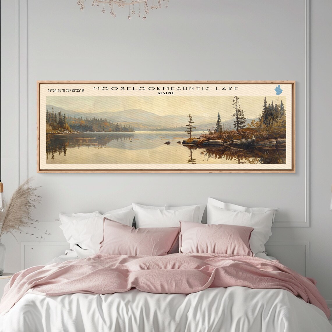 Mooselookmeguntic Lake Maine Golden Water Pines Rocky Point Travel Poster - Image 2