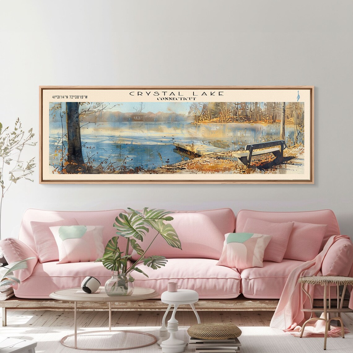 Crystal Lake Connecticut Winter Bench Icy Blue Water Travel Poster - Image 2