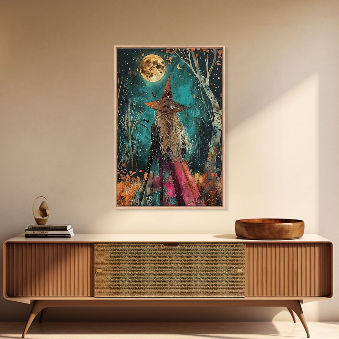 Wild Flower Springtime Witch, Boho Halloween Art - Image 3