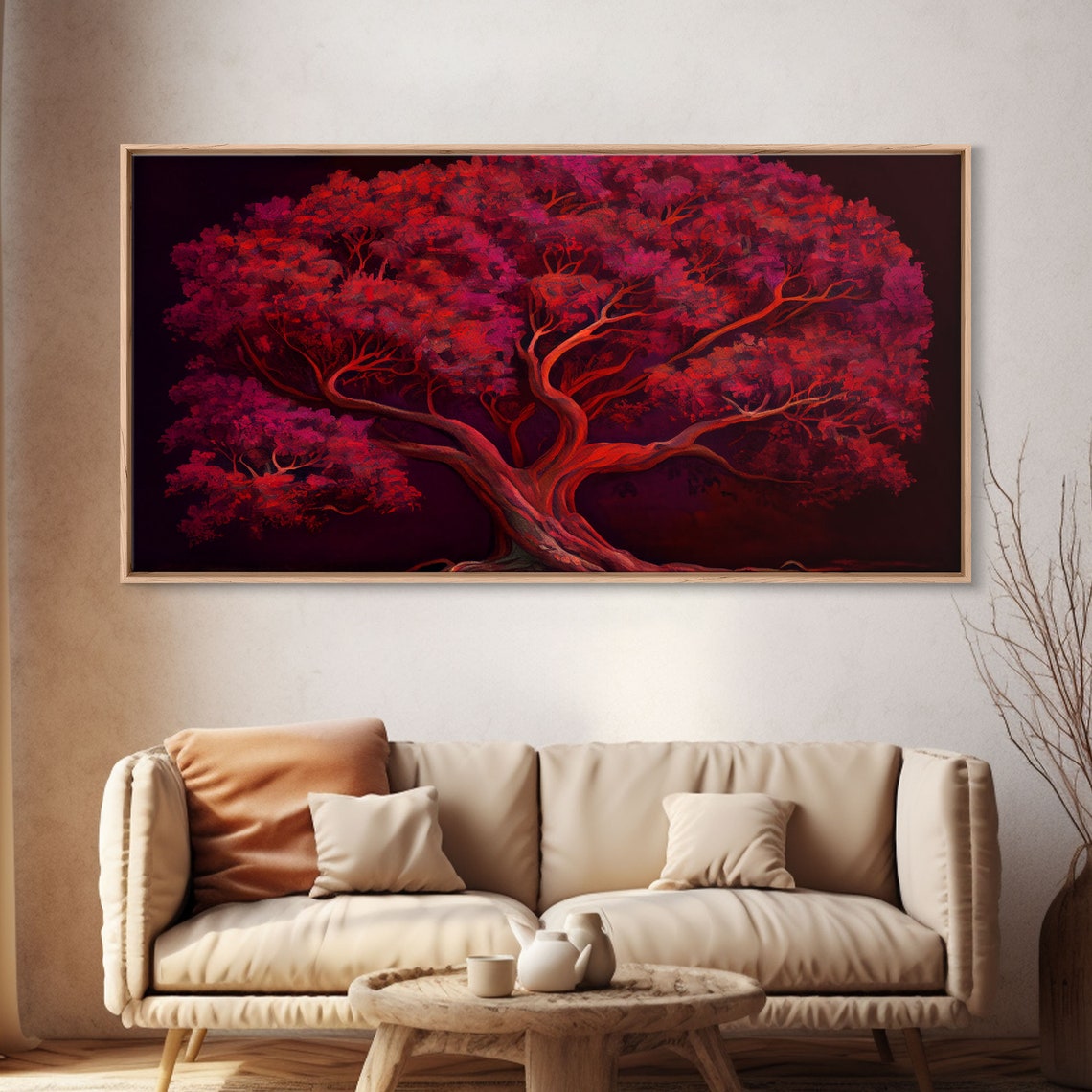 Blood Red Tree Glowing Crimson Foliage Dark Moody Night Poster - Image 3