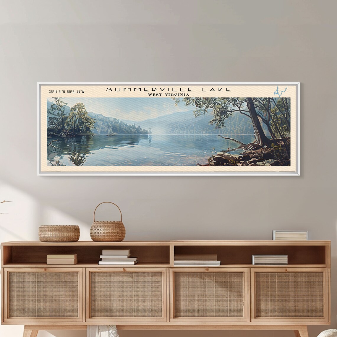 Summerville Lake West Virginia Deep Blue Water Forest Travel Poster - Image 5