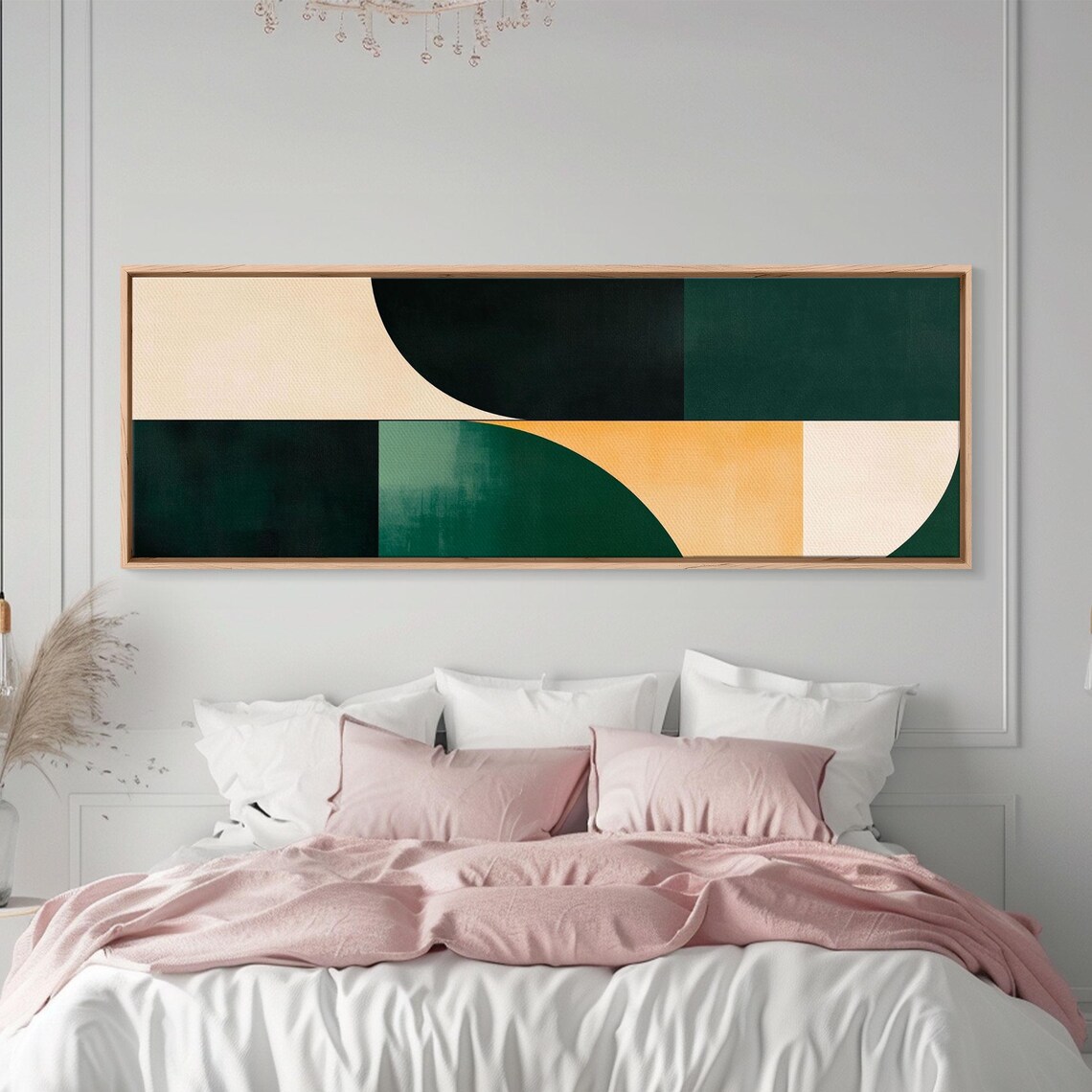 Emerald Green Geometric Curves Mid Century Modern Abstract Poster - Image 5