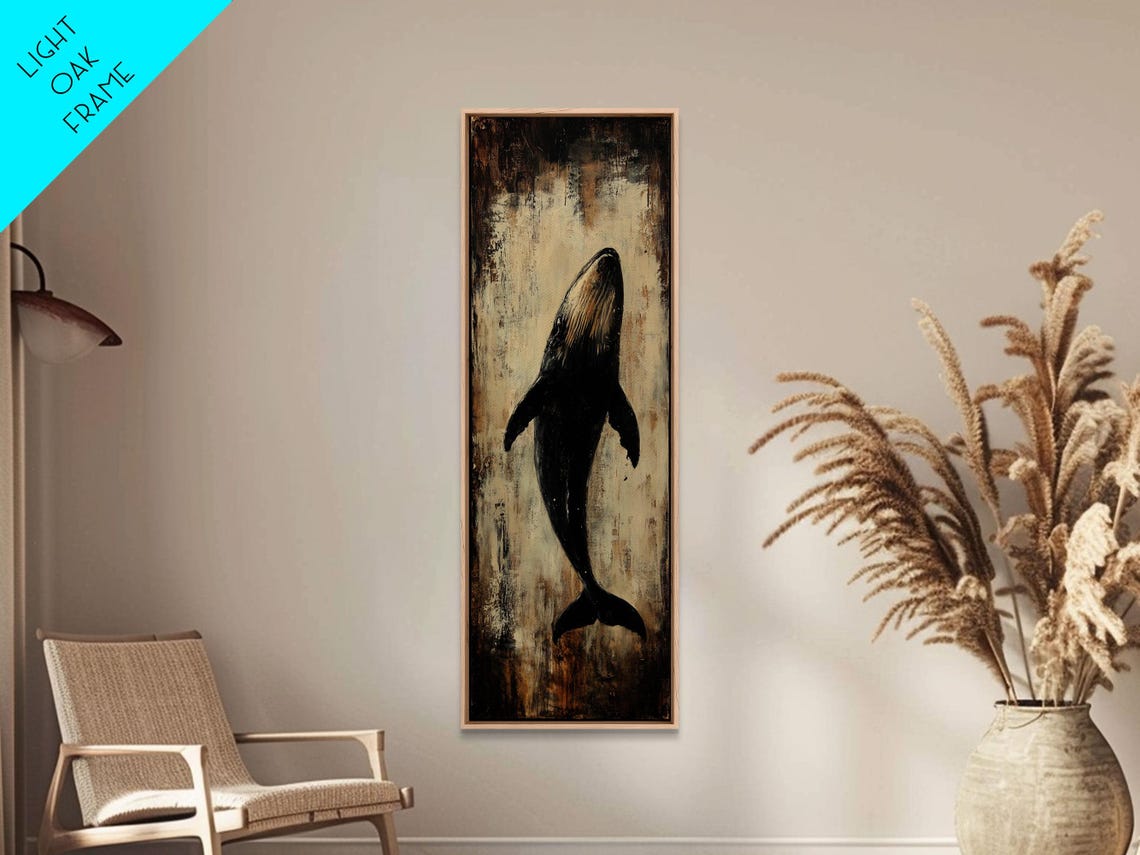 Whale Silhouette Distressed Gold Background Rustic Coastal Wall Art - Image 2
