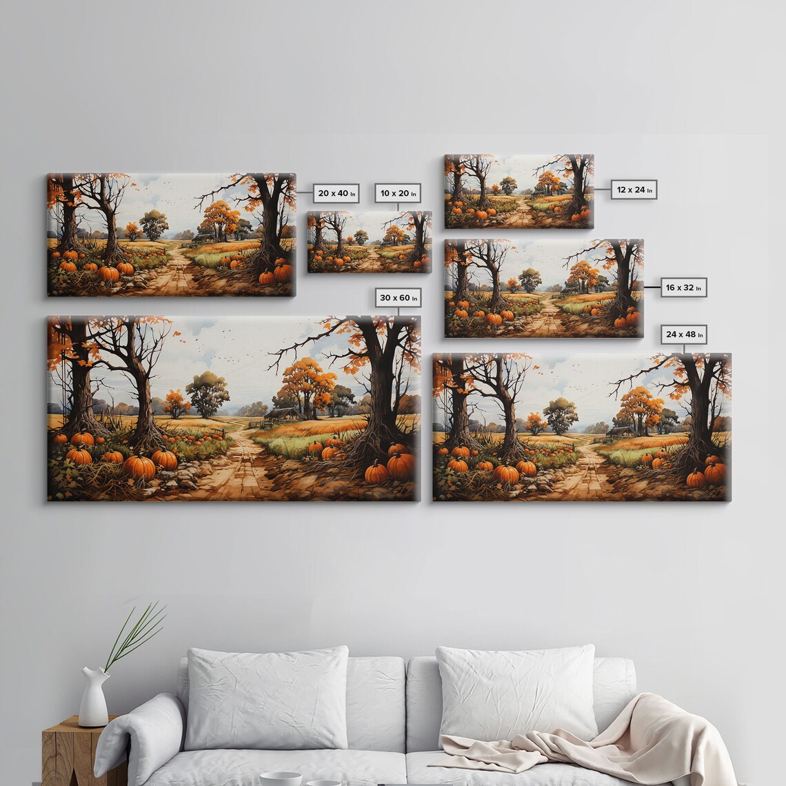 Pumpkin Patch Farm Dirt Road Autumn Trees Rustic Country Poster - Image 2