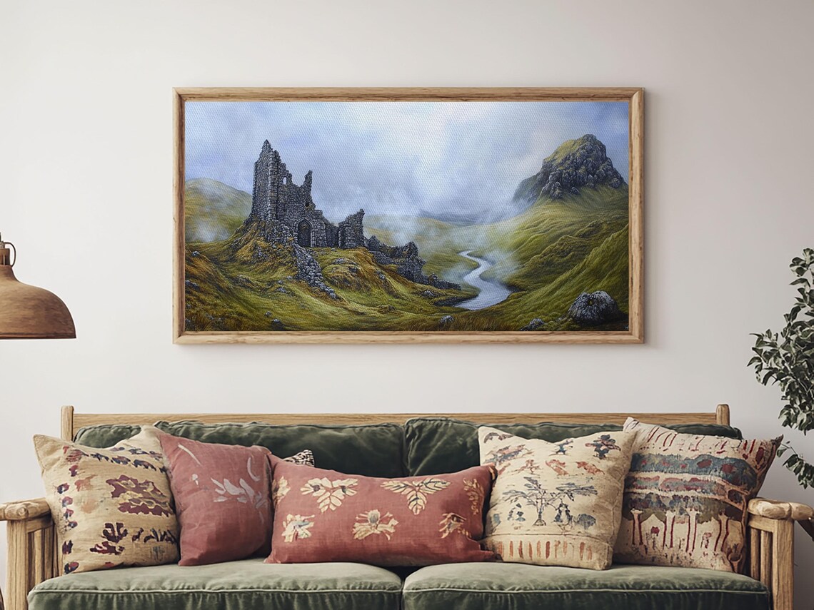 Irish Castle Ruins Landscape Art Print, Ireland - Image 2