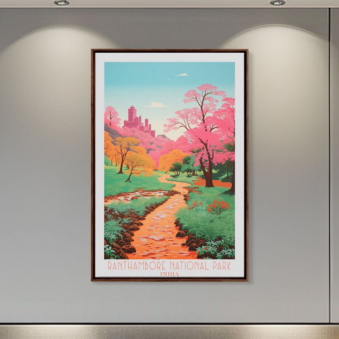 Ranthambore National Park India Blossoming Trees Fort View Travel Poster - Image 5