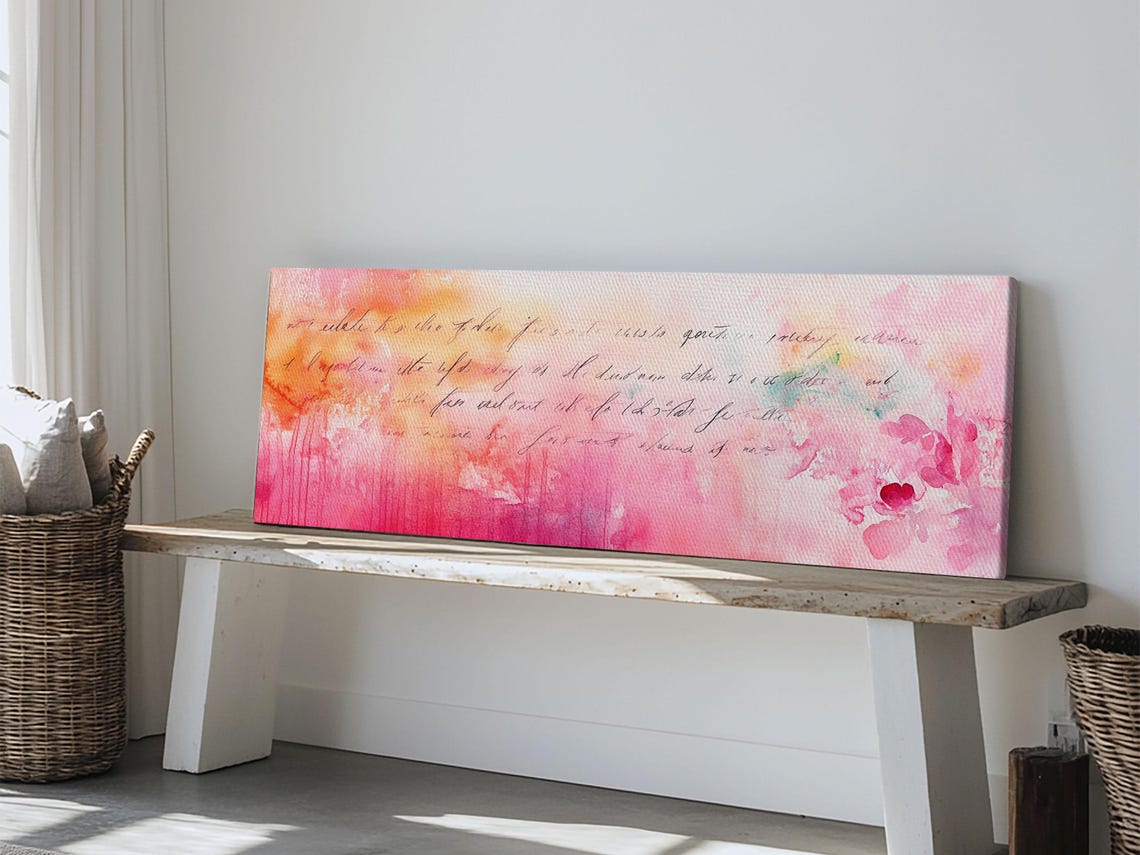Abstract Script Print Pink Orange Wall Art Light Pastel Decor Modern Bedroom Artistic Boho Minimalist Horizontal Art - Image 6