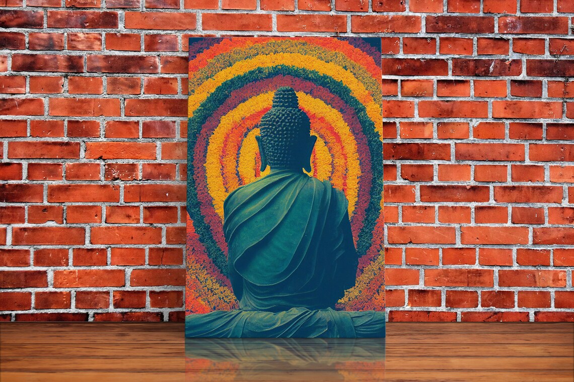 Colorful Rainbow Buddha, Yoga Studio Art Print - Image 2