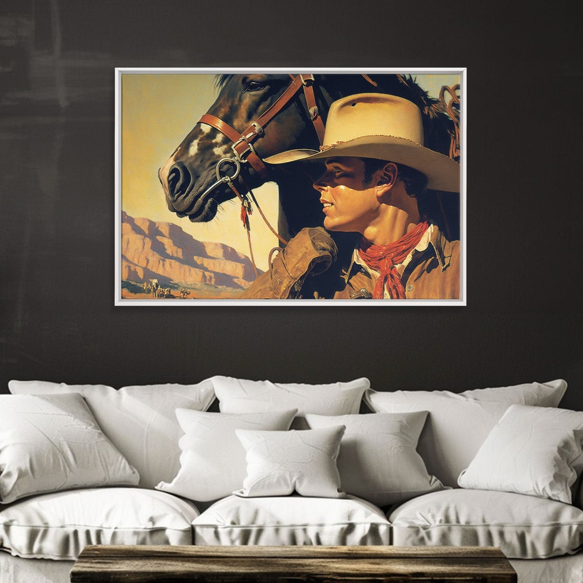 Young Cowboy With Horse Desert Canyon Vintage Western Poster - Image 3