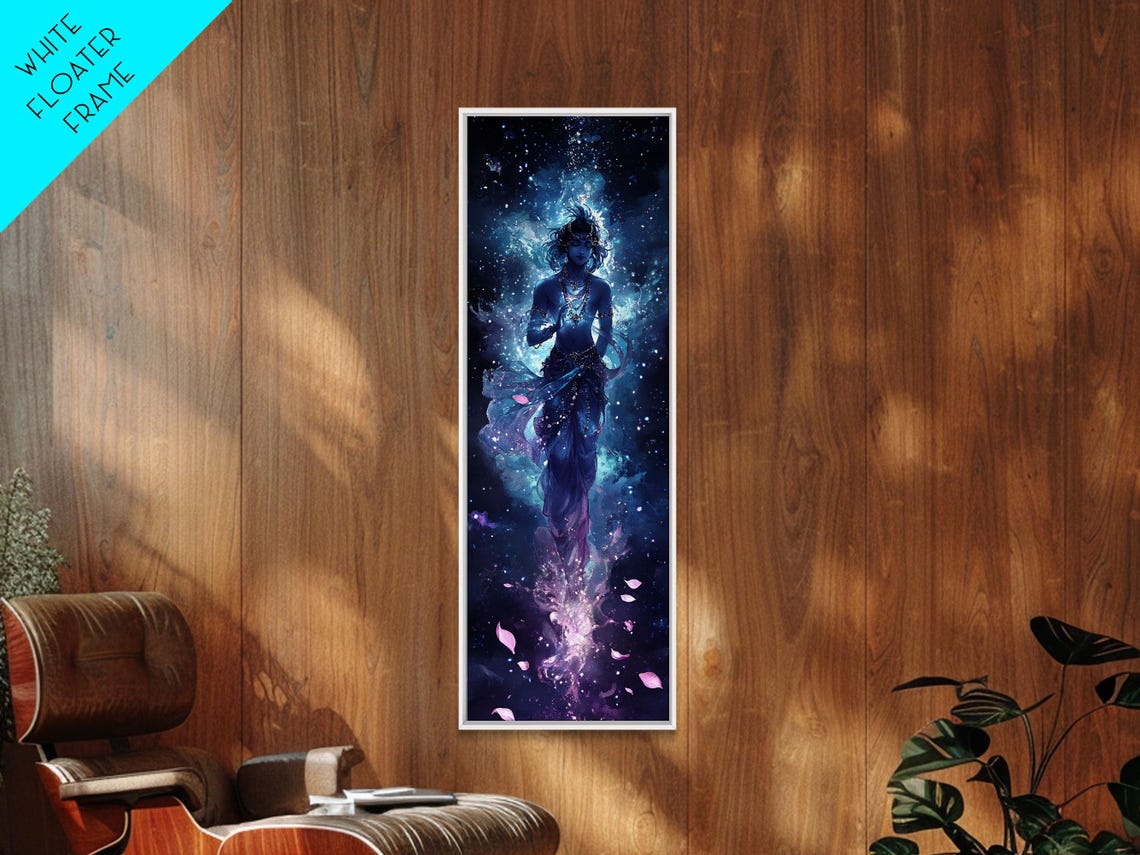 Blue Krishna In Cosmic Galaxy Hindu Deity Spiritual Art Poster - Image 2