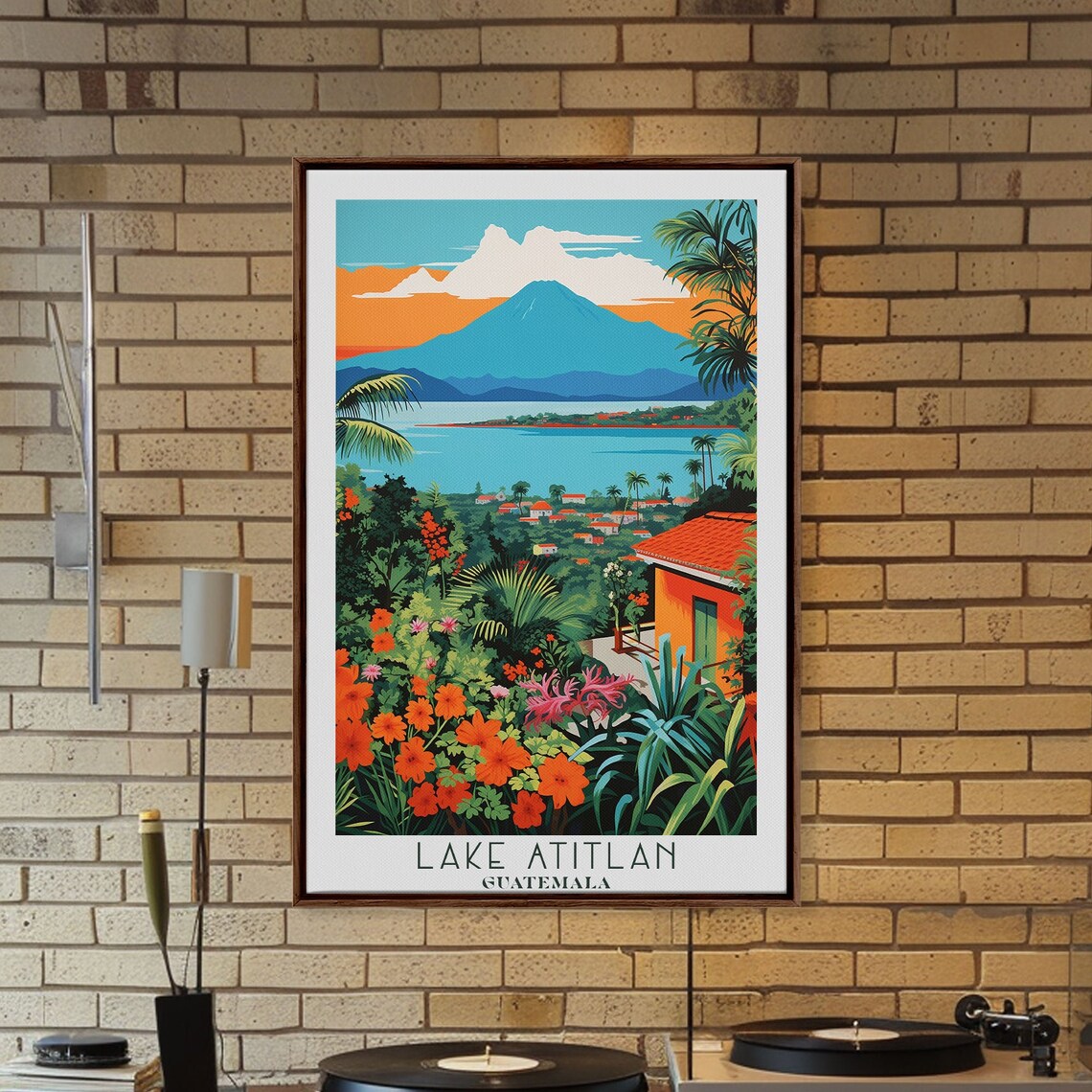 Lake Atitlan Guatemala Volcano Tropical Garden Lakeview Travel Poster - Image 4