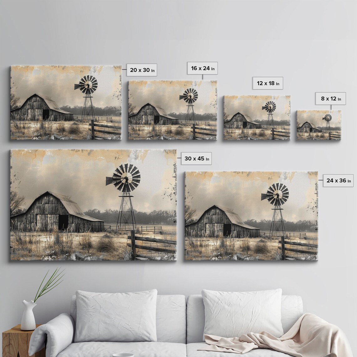 Old Barn Minimalist Farmhouse Rustic Art Print - Image 3