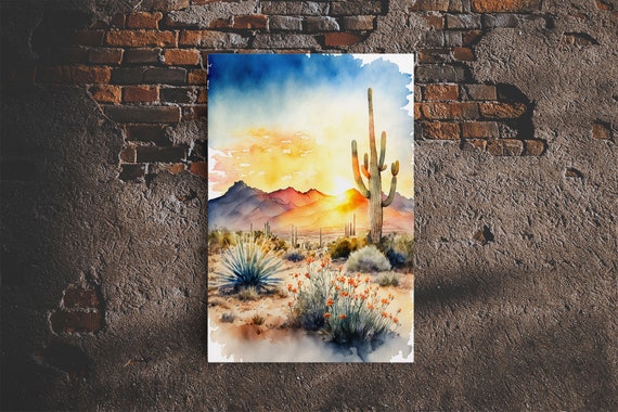 Arizona Desert Cactus Art Print, Southwestern Farmhouse