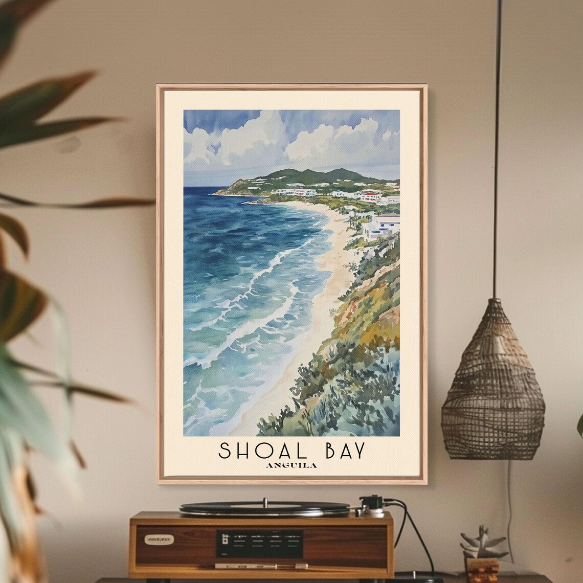 Shoal Bay Anguilla Aerial Coastline View Rolling Surf Golden Sand Poster - Image 3
