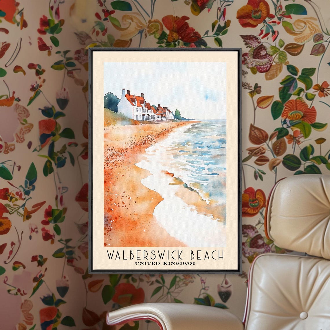 Walberswick Beach United Kingdom Sandy Shore Watercolor Poster