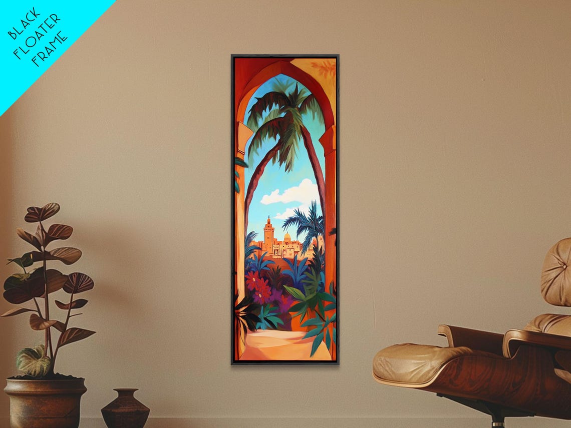 Moroccan Archway With Palm Trees And Old Town Sunset View Poster - Image 5