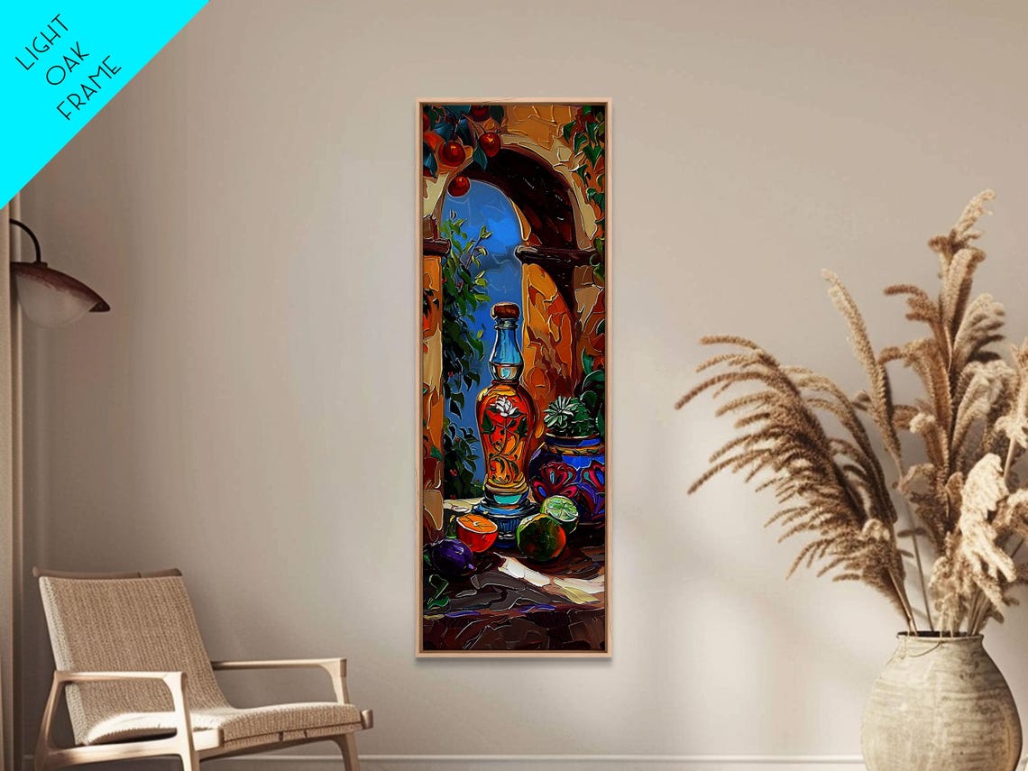 Mediterranean Still Life Blue Bottle Citrus Fruit Terrace Art Poster - Image 6