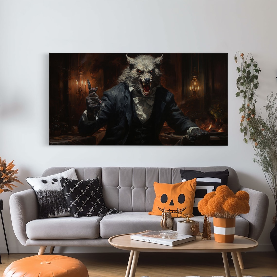 Victorian Gentleman Werewolf Snarling Suit Candlelit Gothic Horror Art Poster - Image 6