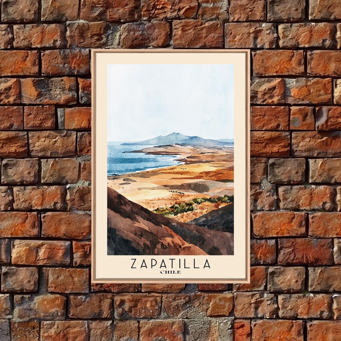 Zapatilla Chile Desert Coast Dunes Rocky Shore Watercolor Poster - Image 5