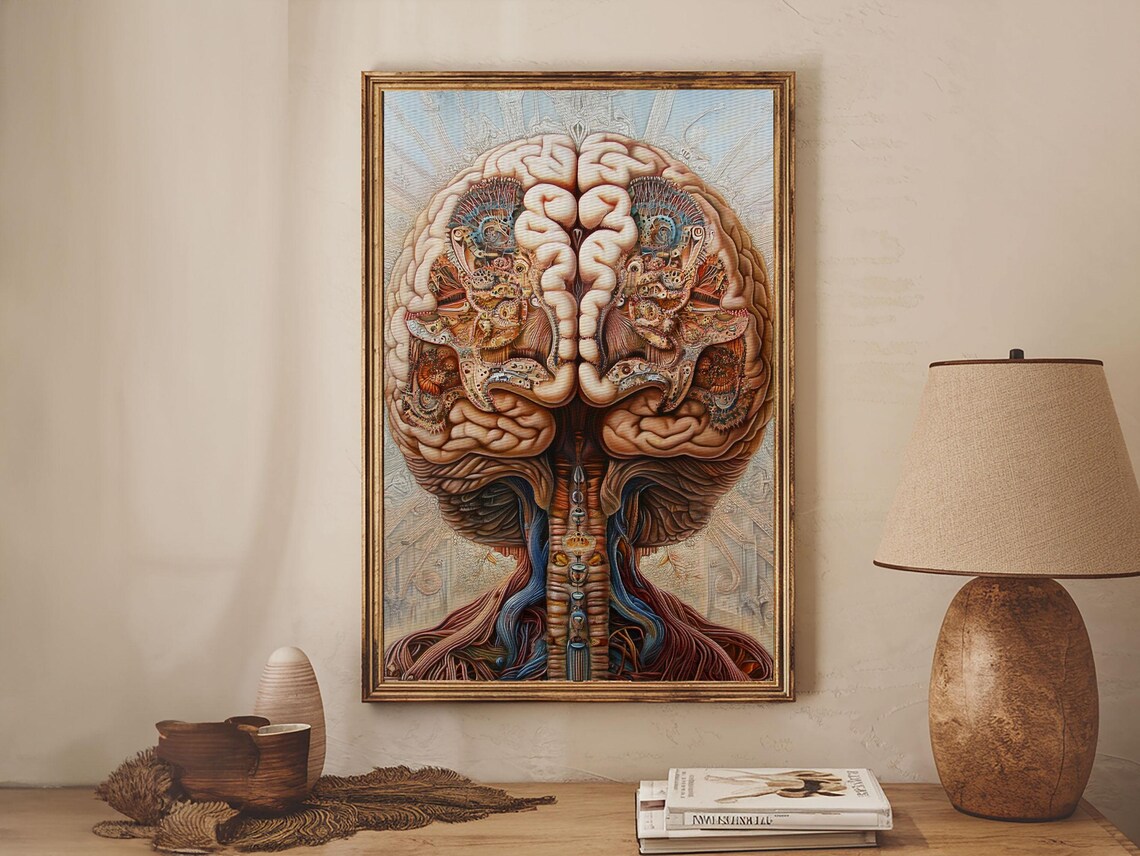 Vintage Human Brain Anatomy Intricate Science Medical Art Wall Poster - Image 5