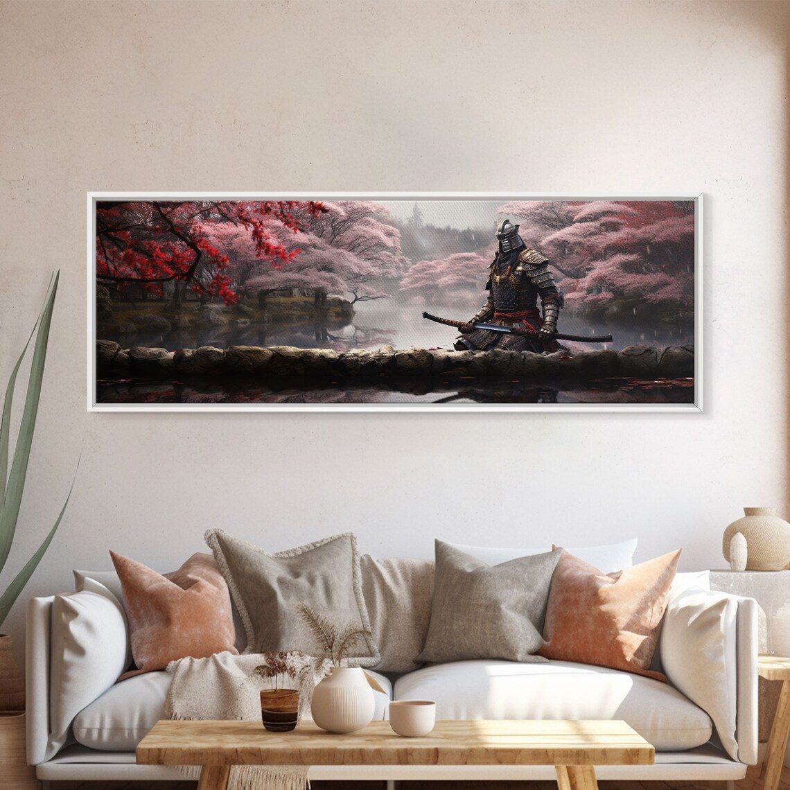 Samurai Among Cherry Blossoms, Watercolor Art Print - Image 5