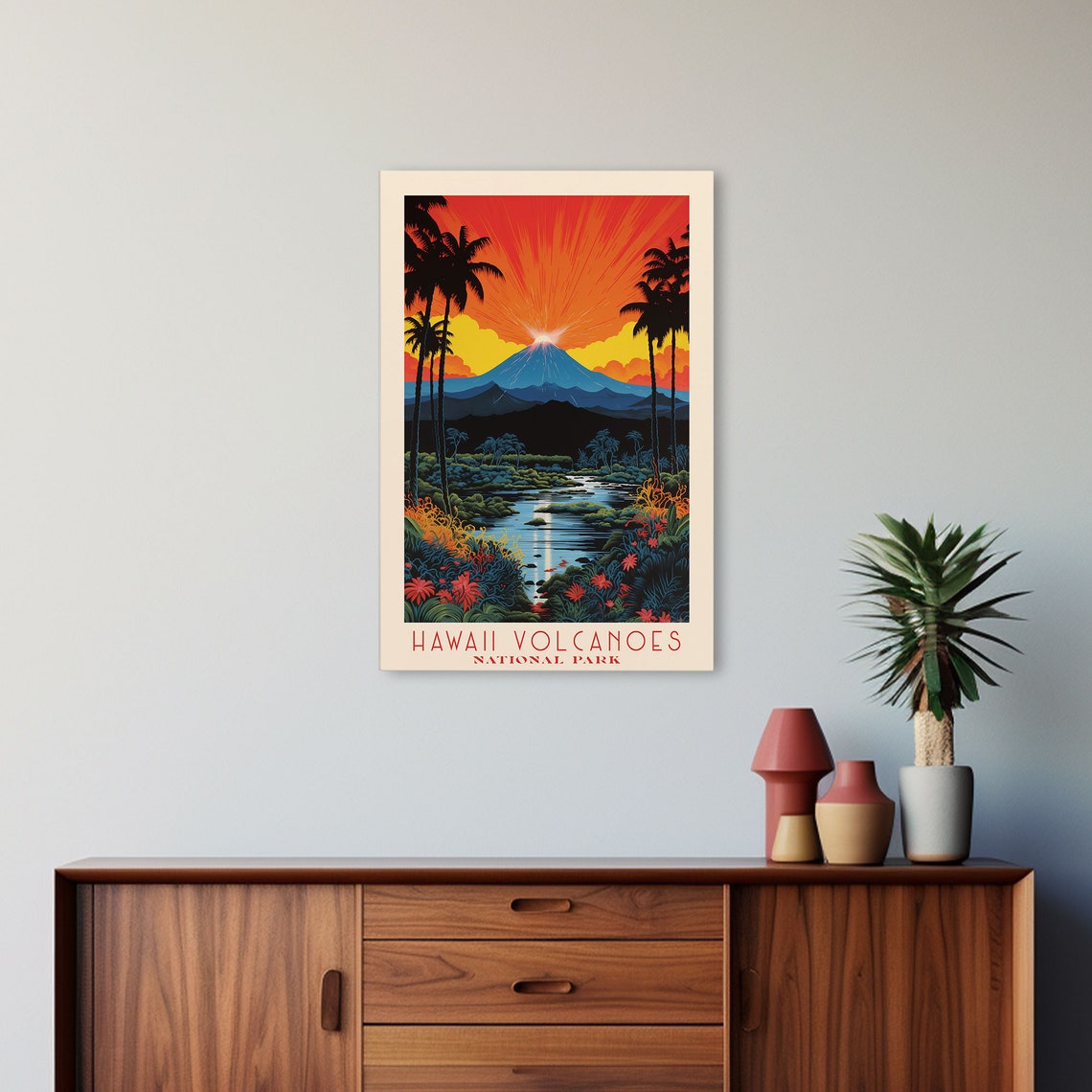 Hawaii Volcanoes National Park Travel Poster Art Print Wall Art Hawaii Travel Art Midcentury Modern Travel Decor Wall Art - Image 5