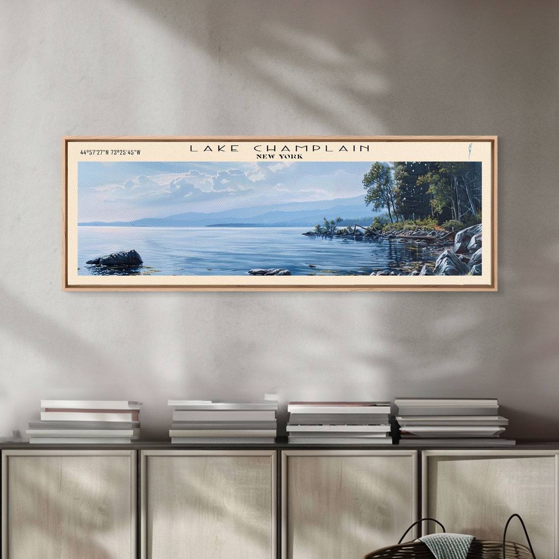 Lake Champlain New York Rocky Shoreline Blue Hills View Poster - Image 4