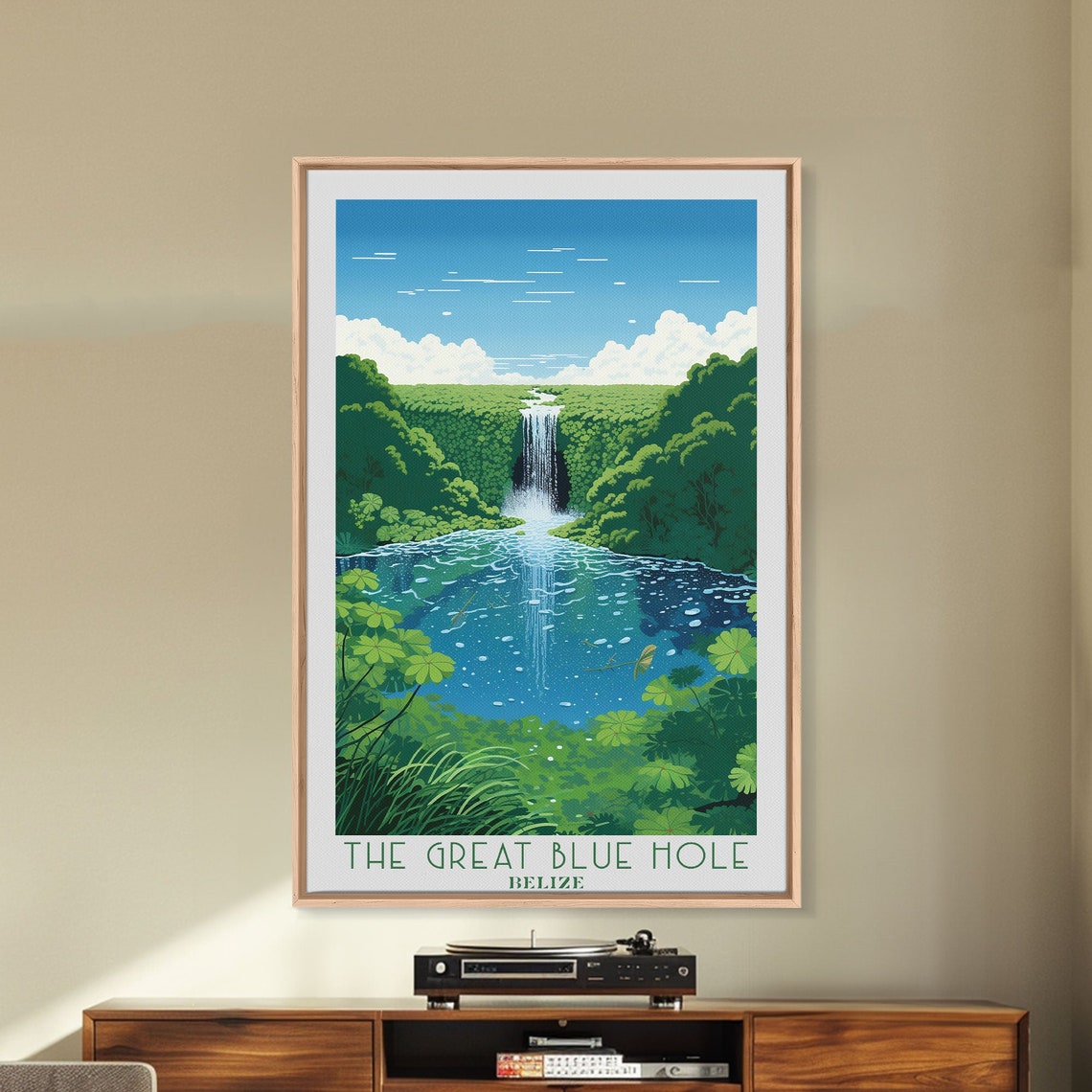 Belize Tropical Jungle Waterfall Blue Cascade Rainforest Poster - Image 2