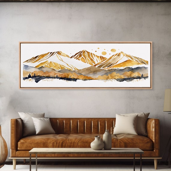 White Gold Mountain Landscape Panoramic Art Print