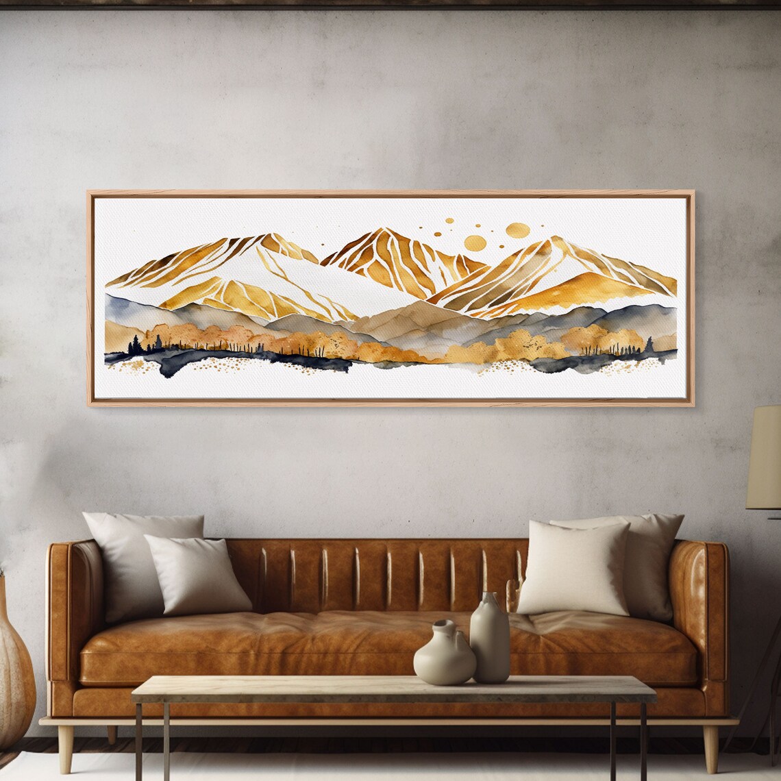 White Gold Mountain Landscape Panoramic Art Print